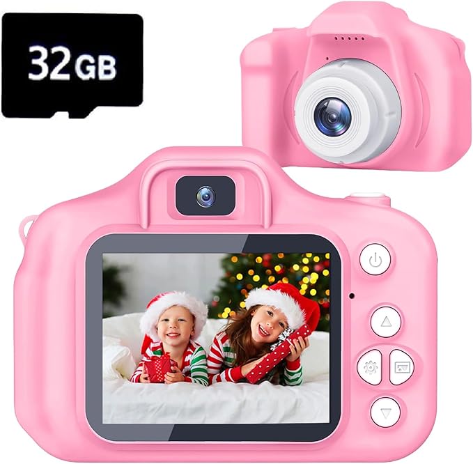 Kids Camera Gifts for 3 4 5 6 7 8 Year Old Girls Toys for Ages 5-7 Toddler Camera for Kids Christmas Birthday Gifts Girls Boys with 32GB SD Card（Pink）