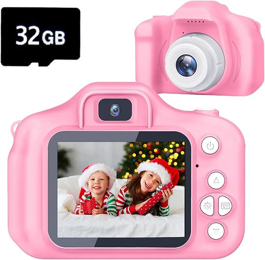 Kids Camera Gifts for 3 4 5 6 7 8 Year Old Girls Toys for Ages 5-7 Toddler Camera for Kids Christmas Birthday Gifts Girls Boys with 32GB SD Card（Pink）