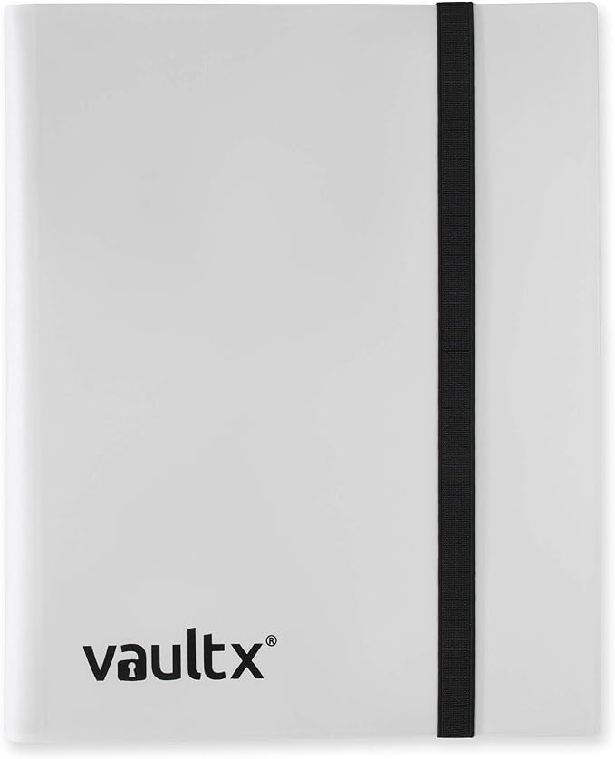 Vault X 9 Pocket Standard Strap Binder, Holds 360 Trading Cards in 20 Side-Loading Pages (White)