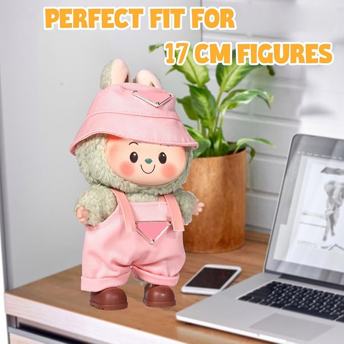 AICase for 17cm Doll Clothes/Outfit,Clothes Set for 17cm Doll,2 Piece Set Hat Clothing,Boys and Girls Stylish Adorable Dolls Clothes Accessories_Pink