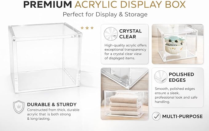 Acrylic Clear Magnetic Display Case 6MM Thick Magnetic Closure Made for Pokemon TCG Booster Boxes