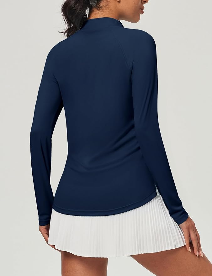 Heathyoga Long Sleeve Workout Tops for Women Golf Shirt UPF 50+ Swim Shirts for Woman UV Sun Protection Quarter Zip Pullover