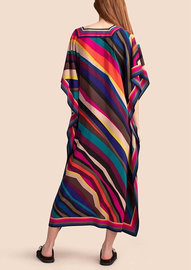 Venasha Womens Caftan Floral Print Kaftan Dress Short Sleeve Swimsuit Cover up Loungewear for Summer