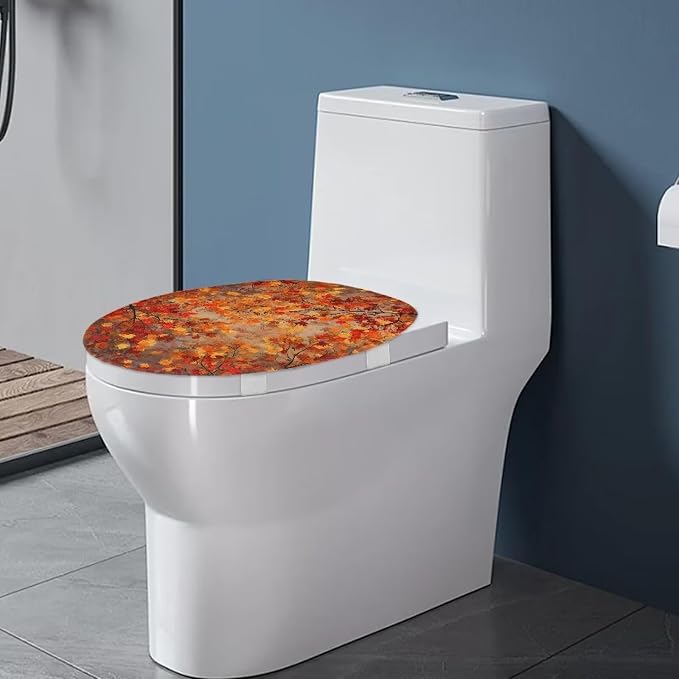 Toilet Seat Cover, Comfortable and Dustproof Toilet Lid Cover,Maple Leaf Design Machine Washable and Reusable Toilet Lid Cover