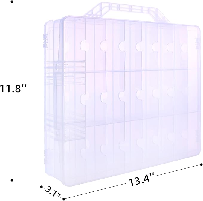 Double Sided Toy Car & Doll Storage Case - 48 Compartments, Portable Transparent Case