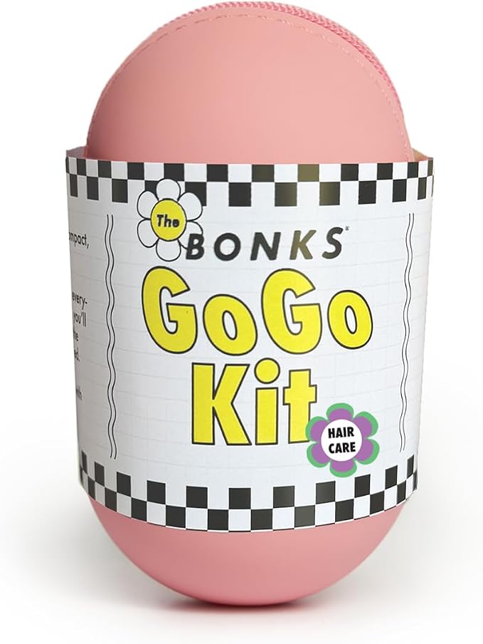 Bonks GoGo Kit - Hair Care Kit Mermaid - Portable Hair Accessories Pouch for Women & Teens - Includes Mini Claw Clip, Seamless Hair Pins, Silky Hair Tie & Folding Comb - Compact Travel Essential