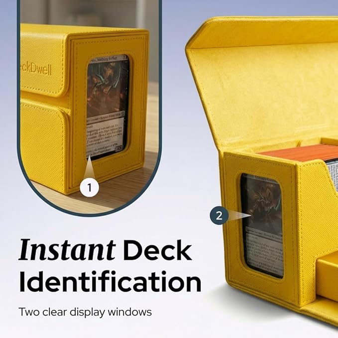 Card Deck Box Fits 200+ Double Sleeved，Commander Deck Box for Magic the Gathering with Dice Tray & Toploader Display,2 Dividers