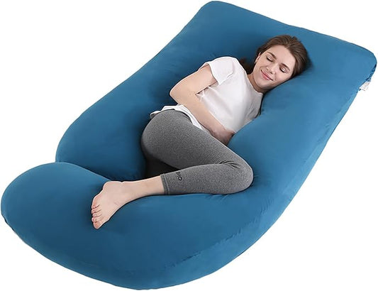 Jcickt Pregnancy Pillow for Sleeping,59 inch Maternity Pillow with Removable Washable Cover,J-Shaped Full Body Pregnant Pillow -Support for Backs,Legs, Belly, HIPS, Improve Sleep-Dark Blue