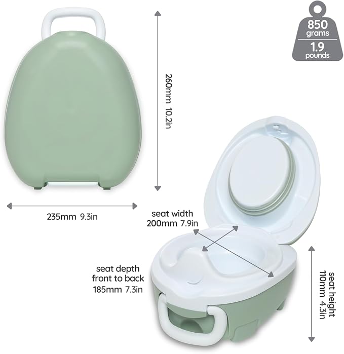 My Carry Potty - Green Pastel Travel Potty, Award-Winning Portable Toddler Toilet Seat for Kids to Take Everywhere