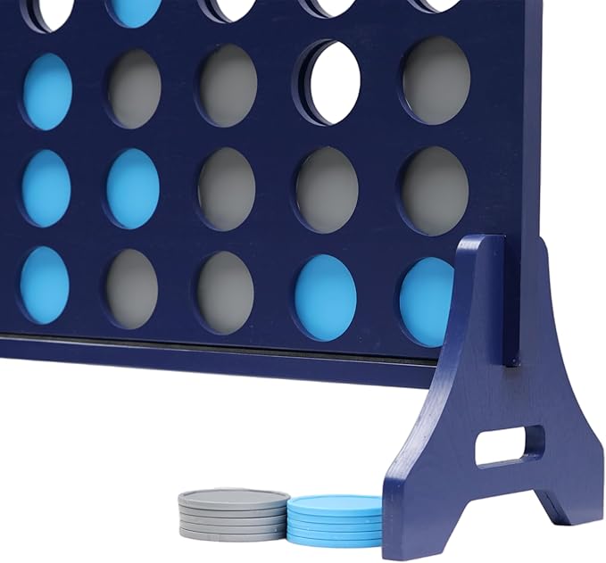 Tailgating Pros Premium Navy Giant Four in a Row with Carrying Case - Jumbo Oversized Outdoor Yard Game - Connect Multiple Pucks in a Row to Win - Many Puck Colors Available!
