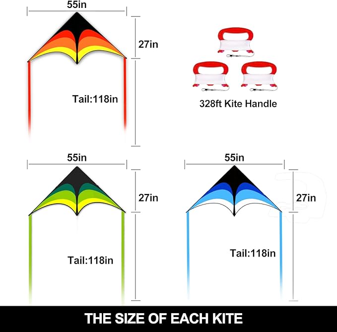 Kites for Kids and Adults, Easy to Fly for Beach, Single Line Kite Set for Beginners
