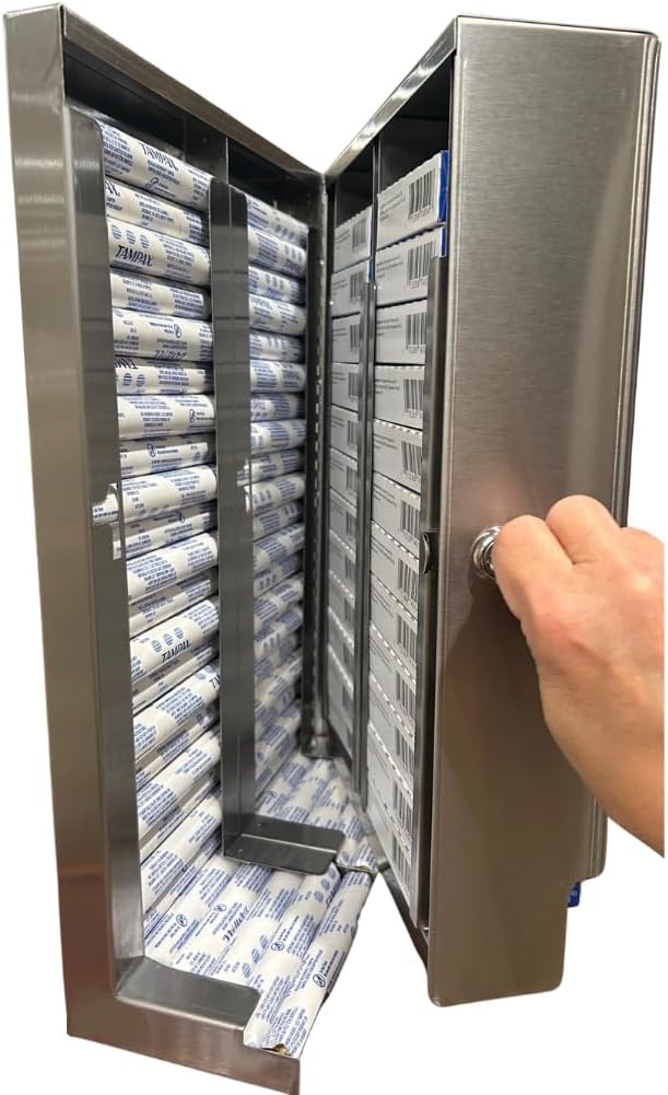 SD9000 Tampon and Pad Dispenser, stainless steel – Free Vending for Commercial Restrooms – Wall Mounted, ADA Compliant, High Capacity – Made in USA No batteries required,easy to install