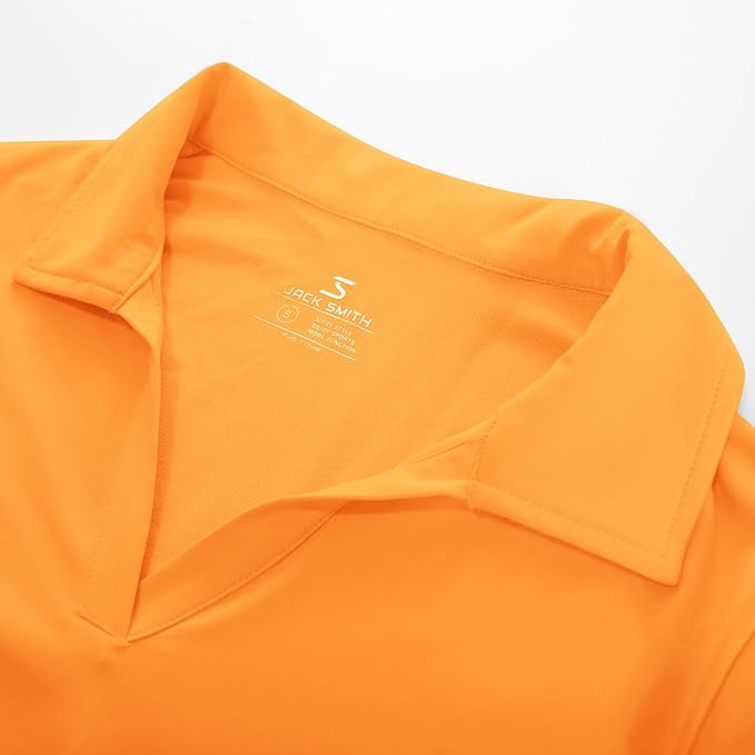 JACK SMITH Women's Golf Polo Shirt V Neck Short Sleeve Tennis Shirt Sun Protection Moisture Wicking Athletic Tops