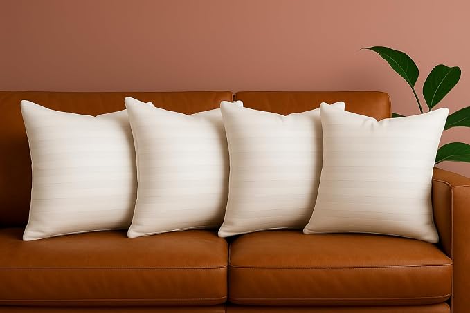 Trendy Home 22x22 Throw Pillow Insert (Set of 4, White) Bed and Couch Pillows Stuffer Hypoallergenic, Decorative Home Indoor Outdoor Sofa Pillow Filler (Machine Wash, 4 Pack)