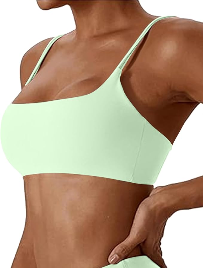 Comper Women's Sports Bras Wirefree Racerback Workout Bras Sexy Thin Straps Yoga Sport Bras with Removable Pads