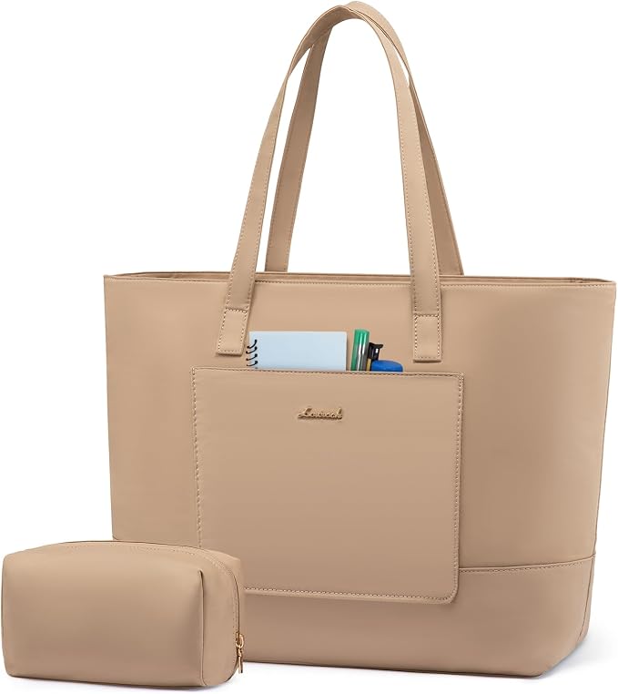 LOVEVOOK Tote Bag for Women, Work Tote with Laptop Compartment for Nurse Travel Commuter, Gym Tote Purse with Yoga Mat Strap