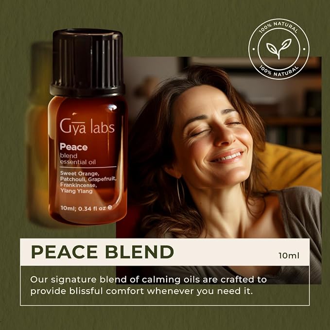 Peace Essential Oil for Diffuser & Deep Calm Essential Oil for Diffuser Blend Set - Aromatherapy Grade Essential Oils Set - 2x0.34 fl oz - Gya Labs