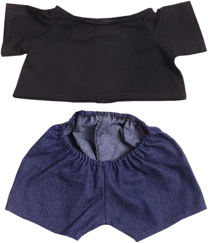 14"-18" Stuffed Animal Clothes T-Shirt Jeans Make Your Own Stuffed Animals Dress Up Accessories (Black+Blue)