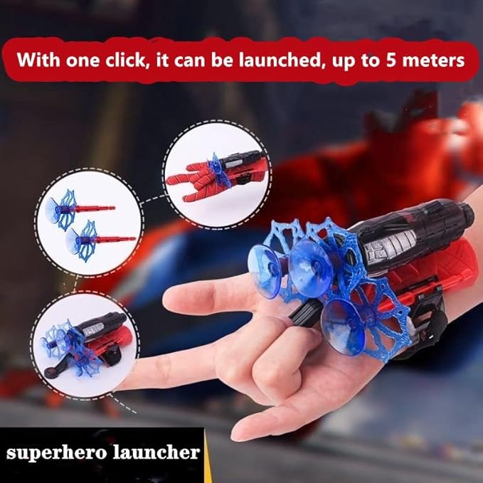 Ronolezety spider toys for boys 4-6，superhero capes for kids and LED Mask - web shooters,Superhero Toy Shooter - Compatible with Superhero Toys