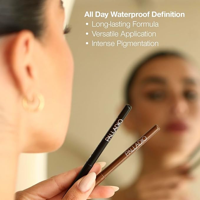 Palladio Retractable Waterproof Eyeliner, Richly Pigmented Color and Creamy, Slip Twist Up Pencil Eye Liner, Smudge Proof Long Lasting Application, All Day Wear, No Sharpener Required, Exotic Plum