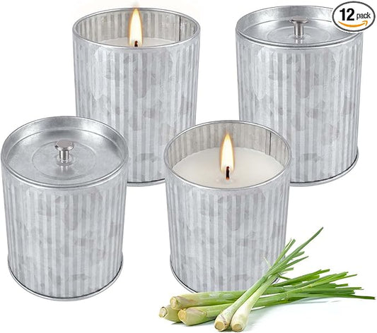 4Packs Citronella Candles Outdoor Indoor,Natural Soy Wax Scented Candles,Long Lasting Burning for Home Gardon Patio Balcony,Summer Gift,Silver 4oz