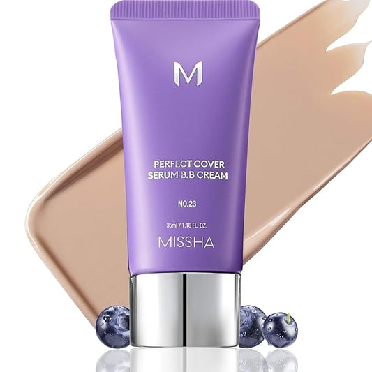 MISSHA M PERFECT COVER SERUM BB CREAM No.23 Natural Beige-Light/Medium with Cool/Neutral Undertone, Skin Tint, Tinted Moisturizer, Skin Care Foundation Makeup, 1.18 Fl oz
