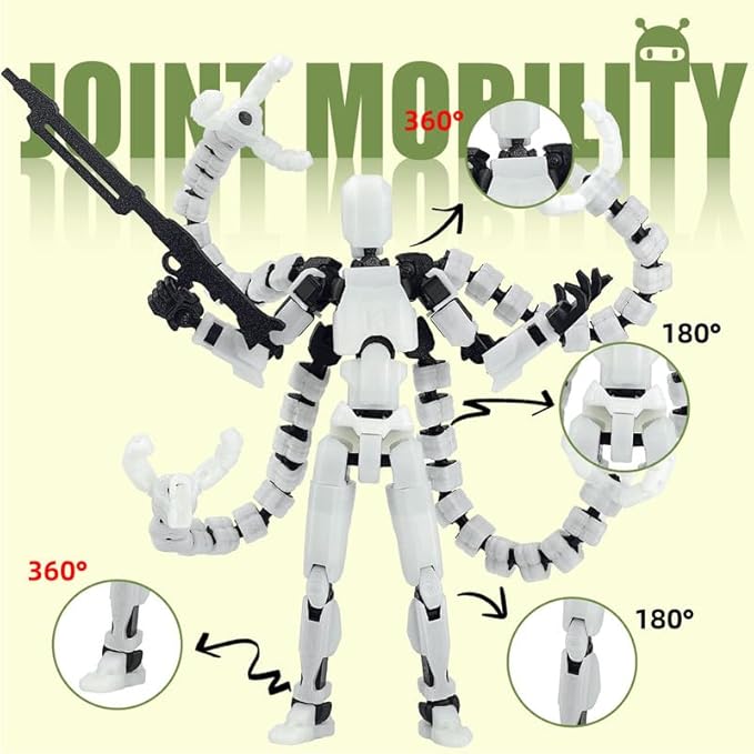 T13 Action Figure, Assembly Completed Dummy 13 Action Figures,T 13 3D Printed Toys - The Premium Action Figures for Sci-Fi Enthusiasts,Four Claws Robot (White - Glows in The Dark, 7.2 Inch)