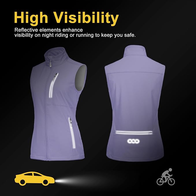 33,000ft Women's Lightweight Running Vest Outerwear with Pockets, Windproof Sleeveless Jacket for Golf Hiking Travel
