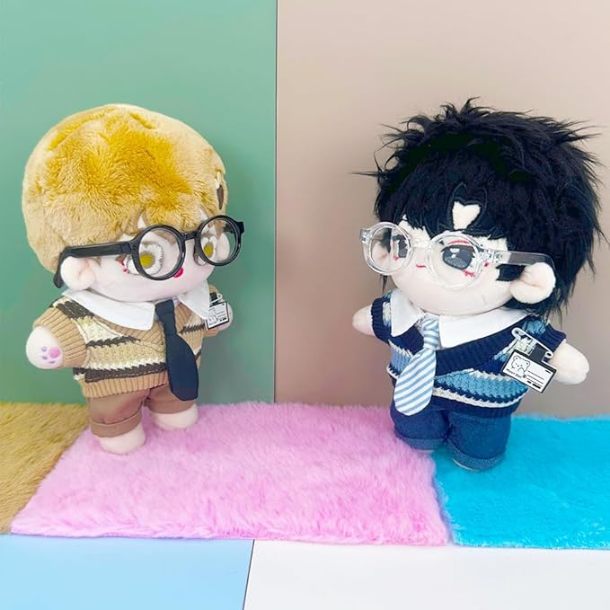 niannyyhouse 10cm-15cm Plush Doll Clothes Uniform Set Compatible with 17cm Labubu Doll (Brown)