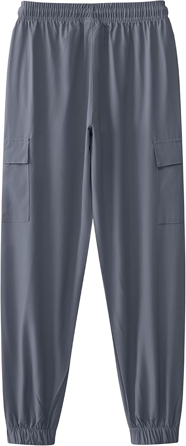Boys Cargo Joggers Youth Quick Dry Athletic Pants Lightweight Hiking Jogger Pants with Zipper Pockets