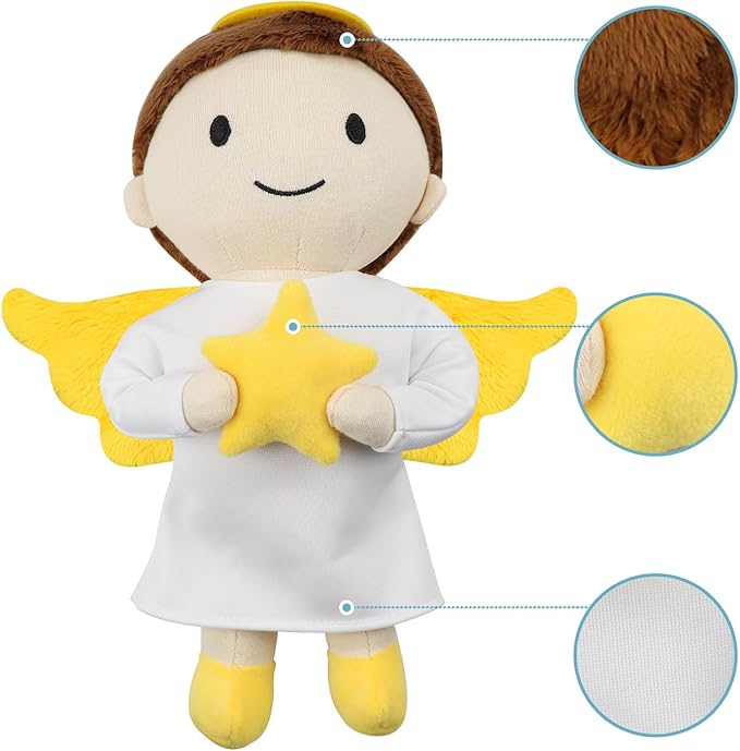free-space Angel Plush Doll Boy/Girl Baptism Gifts Guardian Angel Doll Toy (Boy)