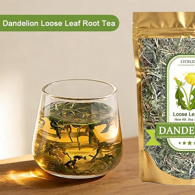 Organic Dandelion Root Loose Leaf Tea 6 oz (170g) – Diente de Leon Natural Herbal Tea for Kidney & Liver Support, Digestive Aid, Raw, Caffeine-Free