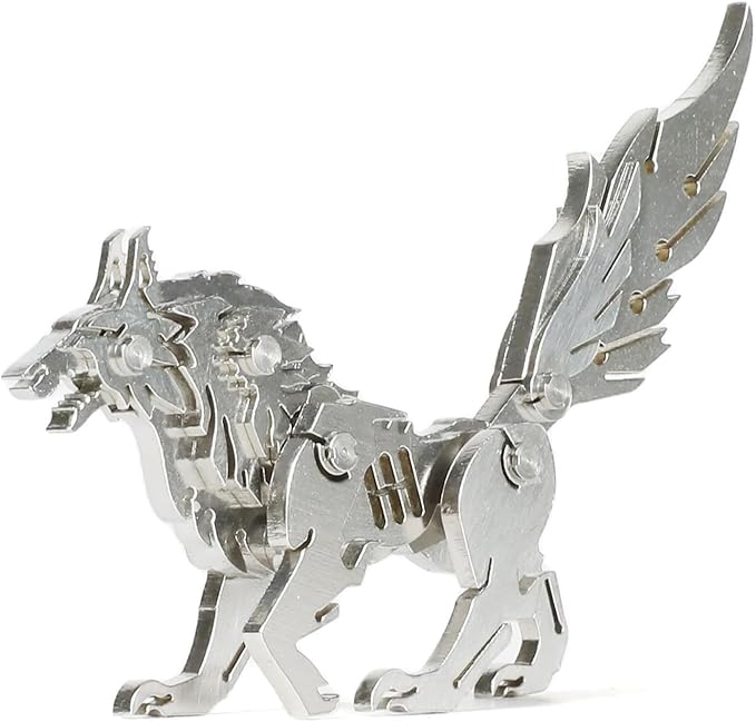3D Metal Puzzle Wolf Model for Adults, DIY Wild Wolf Building Model Kit with Tool, Metal Mini Figurines for Man or 3D Building Enthusiasts Gift