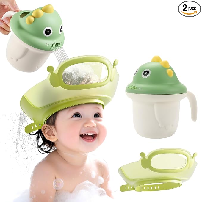 FUNUPUP Baby Shower Cap with Rinse Cup Hair Washing Shield Adjustable Bath Visor Control Flow Rinser Boys Girls Essentials Bathroom Accessories Newborn Must Haves Items Store Registry for Bathtime
