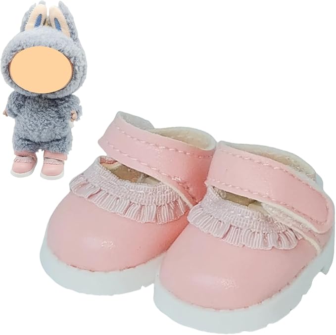 New Version Doll Shoes, 1 Pair Premium Pink Laces Shoes, Perfect Match for bubu Clothes, Shoes for 15&17cm Doll Accessories