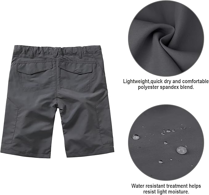 linlon Kids' Cargo Pants, Boy's Casual Outdoor Quick Dry Waterproof Hiking Climbing Convertible Trousers #9016