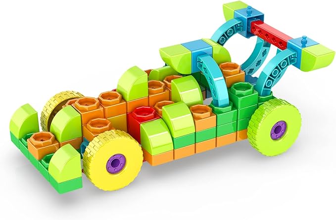 Engino QBOIDZ Racing Car, Building Blocks Ages 4+, STEM Kit for Boys & Girls, Building Toys, Preschool Educational Set, Kindergarten Toys Combining Fun with Learning (10 Models)