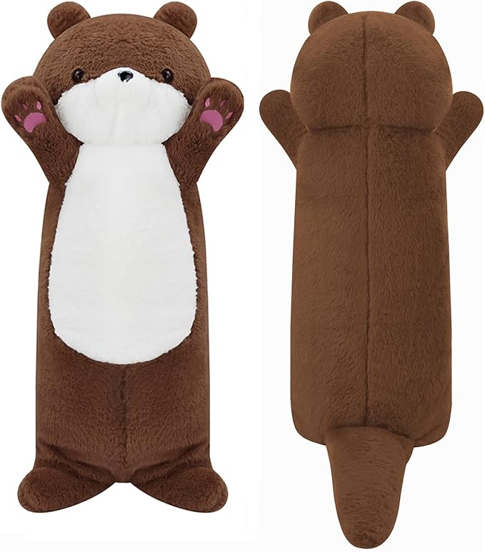 Long Otter Plush Pillow Cute Weighted Stuffed Animal Otter Giant Stuffed Otter Animal Big Sea Otter Stuffed Animal Plushies Soft Otter Body Pillow Birthday Gifts for Kids Brown 25.2"