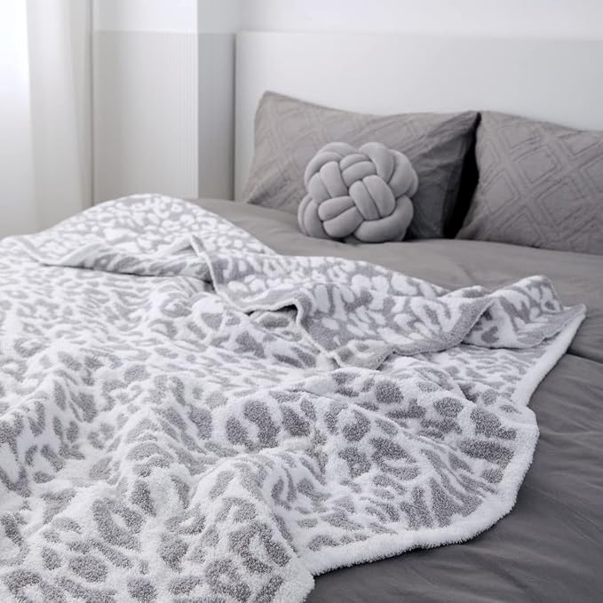 MH MYLUNE HOME Ultra Soft Leopard Throw Blanket Plush, Gray, 71"x78" | Reversible Cheetah Print Blanket, Comfy Fluffy Fuzzy Plush Blanket Throws for Couch Bed, Cozy Blankets for Women Gift