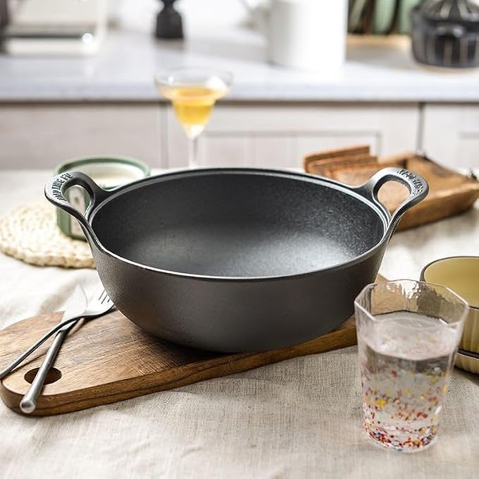 10 inch Cast Iron Wok with Handles, Grilling Wok, Use in the Oven, on the Stove, or on the Grill (10 inch)