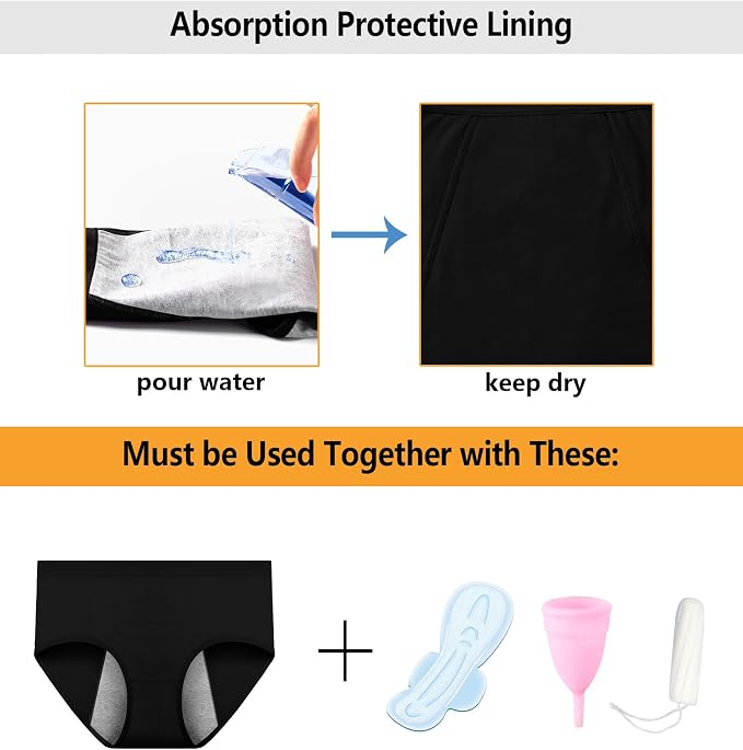 JojoQueen Period Underwear for Women Menstrual Panties Cotton Postpartum Easy Clean Teens Brief