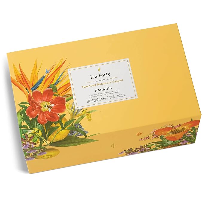 Tea Forte Gift Set with Cafe Cup, Tea Tray, Mini Presentation Box with 10 Handcrafted Pyramid Infuser Tea Bags, Paradis Tea