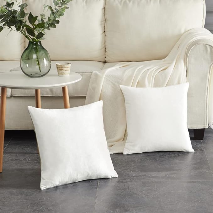 GIGIZAZA White Velvet Decorative Throw Pillow Covers for Sofa Bed 2 Pack Soft 20x20 Cushion Covers