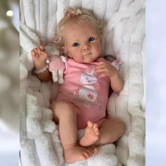 NPKCJZY Lifelike Reborn Baby Dolls - 18 Inch Realistic Newborn Baby Doll with Weighted Soft Cloth Body Real Life Baby Dolls with Blonde Hair Birthday Gift for Kids Age 3+