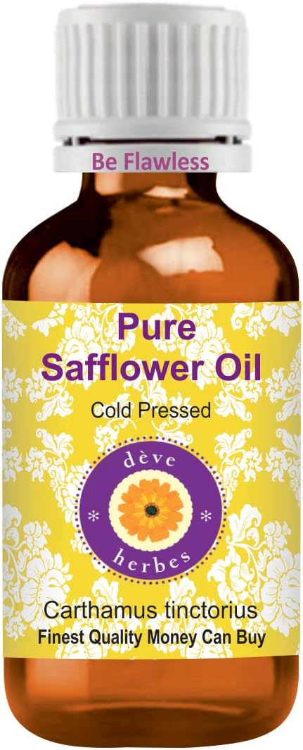 Deve Herbes Pure Safflower Oil (Carthamus tinctorius) Cold Pressed 10ml (0.33 oz)