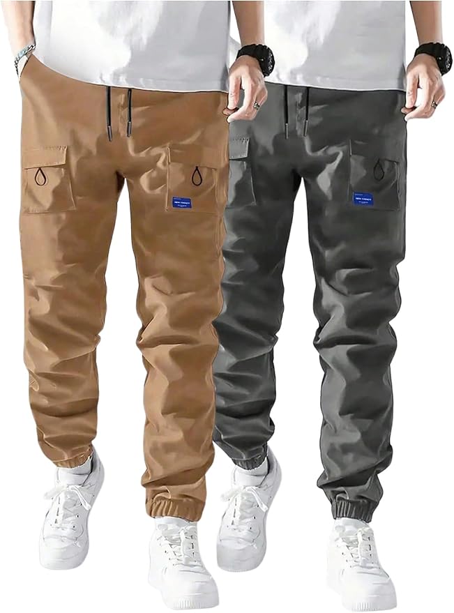 GORGLITTER Boy's Cargo Pants Casual 2 Piece Elastic Waist Hiking Going Out Khaki Pants Joggers with Pockets Clothes