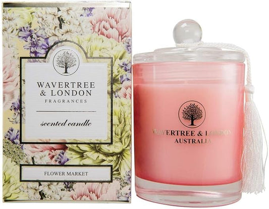 Wavertree & London Organic Flower Market Scent Soy Wax Candle | Non Toxic 100% Cotton Wick Triple Scented Pure Natural Soy Wax Candles, Hand Poured in Australia | 60 Hours Burning Time, 11.66 Oz