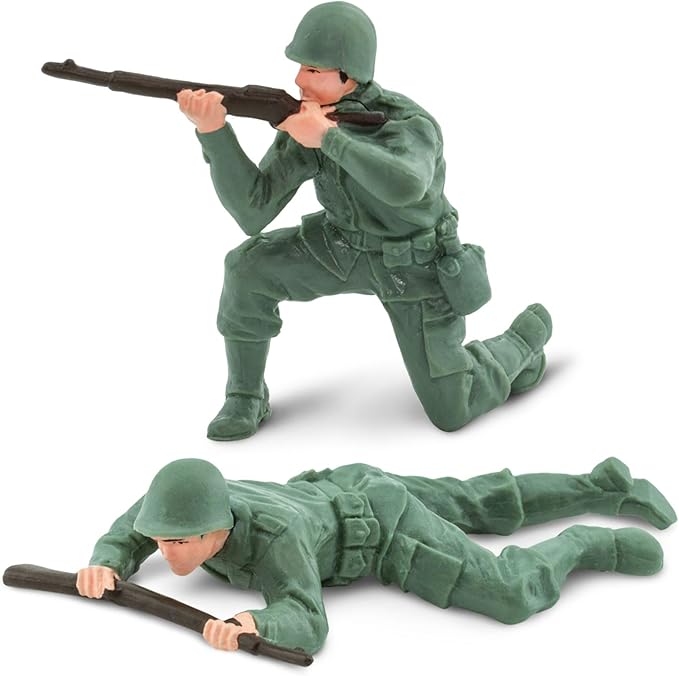 Safari Ltd. Army Men Designer TOOB - 6 Figurines: Prone, Kneeling, Standing Infantry, Staff Sergeant, Commander, Radio Operator - Educational Toy Figures For Boys, Girls & Kids Ages 3+