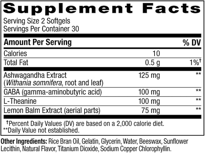 OLLY Ultra Strength Goodbye Stress Softgels, GABA, Ashwagandha, L-Theanine and Lemon Balm, Stress Relief Supplement - 60 Count (Pack of 2)