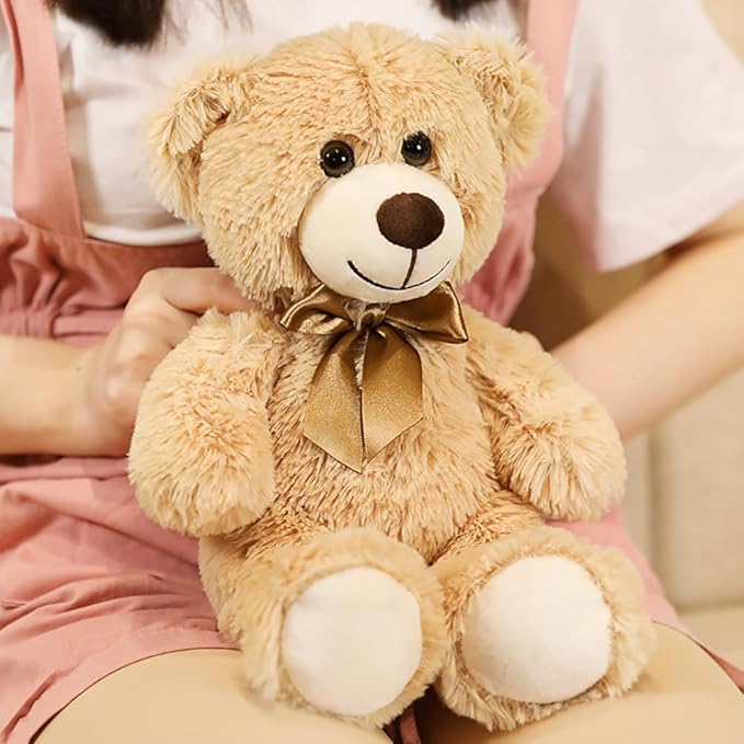 Teddy Bear Stuffed Animal, 12inch Teddy Bear Plush Toy, Birthday Valentine's Day Xmas Gifts for Kids Boys Girls Friends (B-Light Brown)